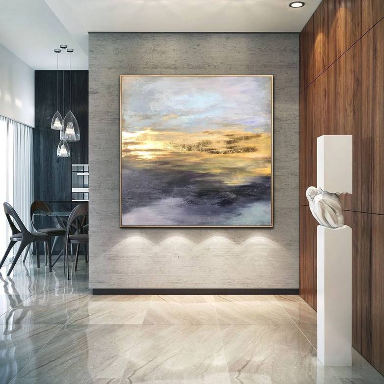 Leaf Original Handmade Living Entryway Minimalist Abstract Canvas 2JNSJ